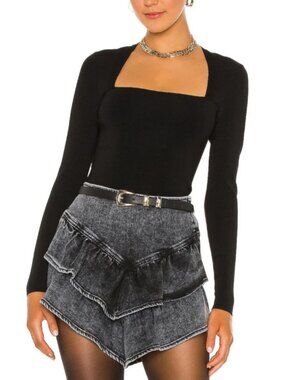 Alice + Olivia Black Ricarda Cut Out Long Sleeve Ponte Top Size XS